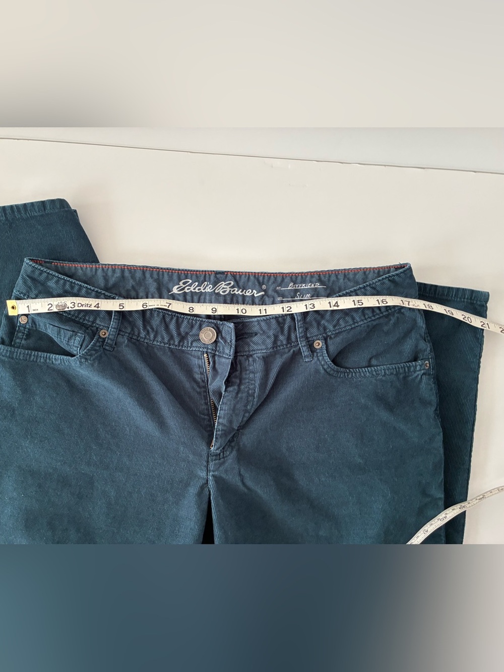 Eddie Bauer Slim Boyfriend Corduroy Pants- Women’s Size 10 - Blue Green - Picture 8 of 9